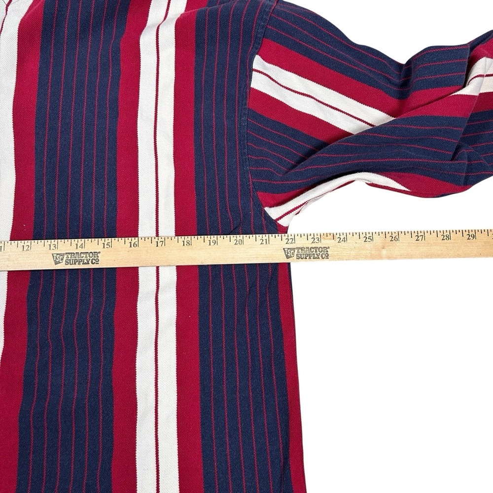Vtg Tommy Hilfiger Adult Shirt XL Red Blue White Vertical Striped Polo - Picture 6 of 8